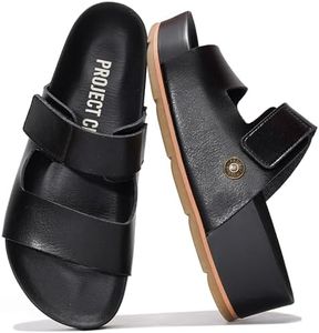 Project Cloud Genuine Leather Platform Sandals Women Footwear - Memory Foam Insole Comfortable Beach Summer Wedges - Non Slip & Lightweight Wedge Sandals for Women 2025 (Prime,BLK,7)