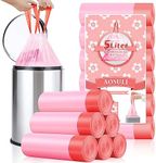 AOSULI Pedal Bin Liners with Tie Drawstring Handles 108 Counts Mini Plastic Garbage Bags 5l Small Waste Paper Bin Bags For Bathroom,Toilet,Office,Kitchen 3l-6l Rubbish Bin,Pink