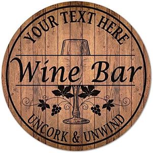 Personalized Wine Bar Sign 10", 14", 18" Round Wood Sign Home Bar Accessories Vino Bar Decor B3-00140054001