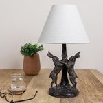 EC1464 Bunny Rabbit Linen Empire Shade, Brown and Natural Table Lamp