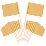 SAVITA 100pcs Kraft Toothpick Flags, Brown Mini Food Labels Flags for Party Food, Cupcake Decoration, Cheese Label, Fruit Salad，Food Tags