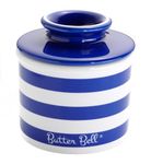 Butter Bell - The Original Butter Bell Crock by L Tremain, a Countertop French Ceramic Butter Dish Keeper for Spreadable Butter, Nautical Blue and White Stripe (Nautical Blue)