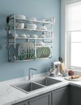 Palomino Kitchen Dish Rack | Wall Mounted | 5 Shelves | Stainless Steel Utensil Rack| Holds 18+ Plates | Space-Saving | Rustproof | Easy Assembly (28.5 X 28.5 INCH)