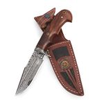 Custom Hunting Knife Damascus Knife Damascus Steel 10 Inch Overall Size Fixed blade knife with Leather Sheath