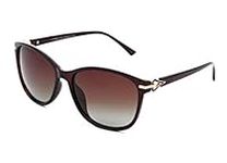 CLF Genuine Christian Lafayette Ladies Polarized Sunglasses for Women Driving, Black Plastic frame, Light Anti Glare Brown Lenses UV400 Protection