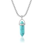 Memoir Natural Turquoise Firoza certified energised Stone Pendant with Chain for Reiki and Crystal Healing for Men and Women (PCDM3678)