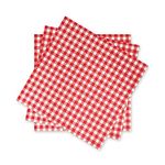 Disposable Red and White Gingham Paper Napkins (Pack of 50)