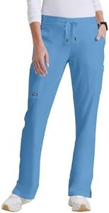 BARCO Grey s Anatomy Classic Mia Scrub Pant for Women Ciel Blue, 6-Pocket Low-Rise Straight Leg Bottoms with Natural Stretch, Soil Release Fabric, and Super-Soft Finish Large, Tall Fit