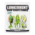 LUNKERHUNT Bass Fishing Lures Kit (3-Pack) - 2 Prop Fish Lures and 1 Prop Frog Lure | Best Topwater Fishing Bait, Weedless Hooks Hollow Realistic Body