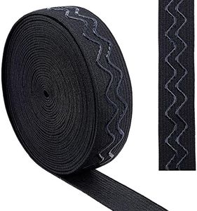 GORGECRAFT 5 Yards 20 mm Wide Non-Slip Elastic Band Wave Silicone Elastic Grip Tape Stretch Rubbers Elastic Belt for DIY Sewing Crafts Sports Trousers Accessories Black