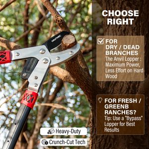 HAUTMEC Telescopic Anvil Loppers 70-95cm – Heavy Duty Pruning, 5cm Cut