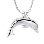 Minicremation Dolphin Shape Cremation Jewelry Necklace for Ashes Stainless Steel Ashes Holder Memorial Jewelry Keepsake Urn Pendant +fill kit (Silver)