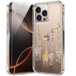 bicol for iPhone 16 Pro Max Case with Screen Protector, Enhanced Camera Protection, Crystal Clear Cover with Fashionable Designs for Girls Women, Slim Fit Protective Phone Case, Cute Giraffe