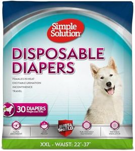 Simple Solution Disposable Dog Diapers for Female Dogs, True Fit, Absorbent, Leak Proof with Wetness Indicator, XXL Puppy & Doggie Period Pad & Pee Diaper, For Large Pets, 22-37 Inch Waist, 30 Count