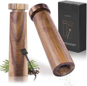 GOURMEO Macina Sale e Pepe - Manica Spezie in Legno di Acacia Ø 5,5 x 20,5 cm - Set di Macinapepe e Macinasale Manuale - Trita Sale e Pepe - Macinino per Pepe e Sale