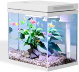 Craftsboys 9L Fish Tank, Nano Glass Aquarium, Upgrade Filter system and LED Light, for Freshwater & Marine, Filter Balls Included (White, 9L)