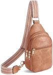 Telena Sling Bag for Women Crossbody Fanny Packs for Women Leather Sling Chest Bag with Adjustable Strap Camel Brown