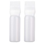 UNVOJL 2 Pieces Hair Dye Brush Dyeing Shampoo Bottle Oil Comb Hair Tools Applicator Bottles (White)