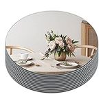 Muzilife 10" Round Mirror Candle Plate Set, 2 mm Circle Tables Mirror Trays - Box of 12 Glass Candle Plate Set for Table Wedding Centerpieces, Party, Festivals Decor