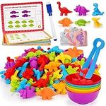 Montessori Toys for 1-2-3 Year Old, Counting Dinosaurs Sorting Toy for 1+ Years Old, Toddler Preschool Learning Color Matching Stacking Game Fine Motor Skills Sensory Toys, Gift for Kids Boys Girls