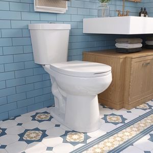 DeerValley Two-Piece Toilets for Bathrooms, 17.3" ADA Chair Height Toilet Bowls With Soft Close Seat, Dual Flush Toilet 1.1/1.6 GPF and Map 1000g, 12” Rough in White Toilet DV-2F0079