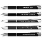 5 Pcs Funny Boss Pens Black Funny Ballpoint Pens for Boss Novelty Pens Set Stationary Sets for Women Leaving Presents for Colleagues Women and Men Boyfriend Girlfriend Accessories for Boss Birthday