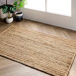 imsid Handwoven 2x3 feet Jute Rectangular Rug, Natural Fibers, Braided Reversible Carpet for Stylish Bedroom Living Room Dining Room Kids Room (2x3 feet, Beige)