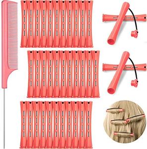 WILLBOND 36 Pieces Cold Wave Rod Hair Perm Rods Hair Rollers Perming Rods Curlers with Steel Rat Tail Comb for Hairdressing Styling