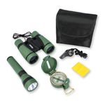 Carson AdventurePak | Containing 30mm Kids Field Binoculars, Lensatic Compass, | Flashlight and Signal Whistle with a Buit-in | Thermometer (HU-401)