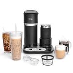 Mr. Coffee 4-in-1 Single-Serve Latte, Iced and Hot Coffee Maker | Coffee Machine with Milk Frother, Tumbler and Reusable Filter | Black