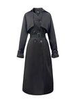 Classic Long Women's Trench Coat - Timeless Style, Windproof and Water-Repellent Outerwear for Any Occasion - Crescentt (Black, L)