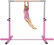 Saiao Gymnastic Bar Kids Adjustable Horizontal Kip Bars Home Gym Training Equipment (Pink)