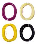 Udhayam® Plastic Broom Wire for Craft Work For Basket Making, Flower Vases Making, Chair Making, Mobile Holder Making Purple,Sandal,Yellow,Jet Black Color (Pack of 4)