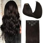 GOO GOO Real Human Hair Extensions, Dark Brown, Thick, Straight, Soft & Natural, Remy Clip-in Hair Extensions for Women, 7pcs 120g 20 Inch #2