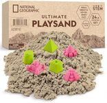 Blue Marble National Geographic Moon Sand - 24 Lb. Bulk Play Sand Kit with 6 Castle Molds (Natural) - A Fun No Mess Sensory Activity, Kids Fake Sand Play Set, Sensory Bin Filler