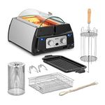 Royal Catering Infrared Indoor Grill Infrared BBQ Tabletop Grill Smoke-Free 1780W + Accessories BCIG 1800FA (Stainless Steel, Plastic, Tempered Glass, Timer 0-90 min, Fish Basket, Round Basket)