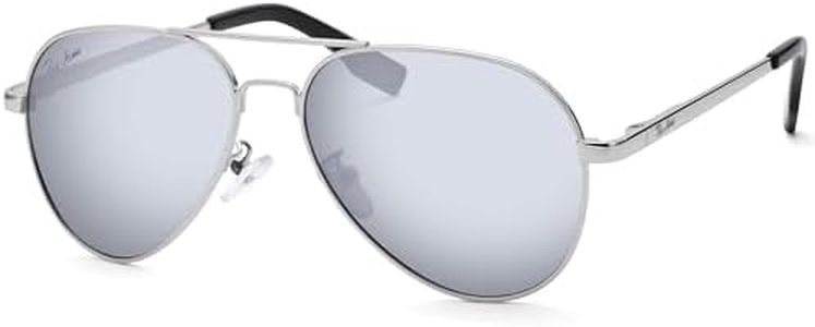 Pro Acme Polarized Aviator Sunglasses for Women Men, Petite Aviator Frame for Small Face Women Junior, 52MM (Silver Frame/Silver Mirrored Lens)