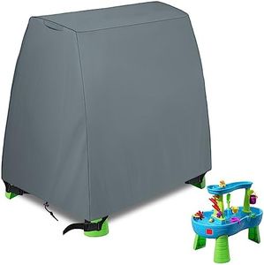 Kids Water Table Cover Fit Step2 Rain Showers Splash Pond Water Table (Grey) 600D Waterproof Outdoor Kids Water Play Table Cover Weatherpoof UV Protection with Windproof Buckle