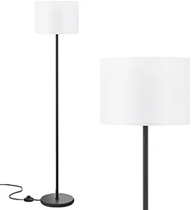 Modern Floor Lamp Simple Design with White Shade, Foot Pedal Switch, 60" Small Tall Lamps for Living Room Bedroom Office Dining Room Kitchen, Black Pole Lamp(Without Bulb)