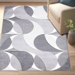 renoazul® Jute Back Home Decor Area Rugs With Soft Medium Piles Geometric Design Rugs, Kenzo 160x230 cm - Grey - Washable Rug For Living Room, Kitchen And Adults Bedroom Carpet.