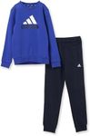 Adidas DTP58 Essentials Big Logo Fleece Jogger Set for Kids, Top: Semi-Acid Blue Bottom: Legend Ink (IV7307), 140