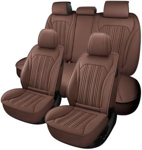 ifwohao Leather Car Seat Covers,Car Seat Protector Waterproof,Seat Covers Full Set, Car Seat Protectors 5 Seats,Automotive Seat Covers Fit Most Cars Brown
