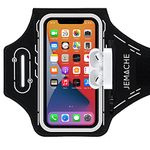 JEMACHE Running Cell Phone Armband for iPhone 16 Pro Max, 15/14/13/12/11 Pro Max, 16/15/14 Plus, Gym Workouts Arm Band with Airpods Holder (Black)