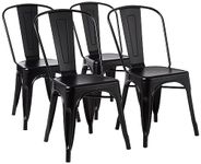 Amazon Basics Stackable Bar Stool Chair, Easy to Assemble, Sturdy, 4 Pack, 20.1"D x 17.1"W x 33.5"H, Matte Black