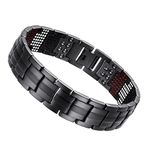 USWEL Titanium Bracelet for Men Black PVD Coating 591pcs Minerals Magnetic Bracelet for Men | Stress & Pain Healing Product | Alternative Blood Pressure and Circulation Medicine| Negative ion, Harmles Therapy for Wellness and Strength, 8 5 inch, Titanium