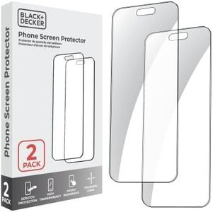 BLACK+DECKER 2 Pack Tempered Glass Screen Protector for iPhone (iPhone 14 Pro Max)