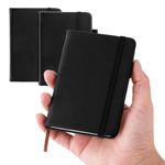 YUXIANLB Small Notebook Journal Hardcover Mini Notebooks Notepad Premium Thick Lined Paper with Marker Ribbons for Office Work, 2-Pack, A7, 4.33" × 3.15" × 0.70", 100 Pages, Black Leather