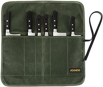 JOINDO Knife Roll Bag, Chef’s Knife Roll Bag, Heavy Duty Chef Knife Roll Bag with 6 Slots, Waxed Canvas Knife Bag Roll, Knife Pouch Holder for Home Kitchen Travel Camping (Green)