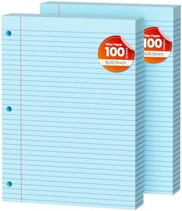 Blue Loose Leaf Paper 200 Sheets Colored Filler Paper 2 Pack 8 * 10.5 College Ruled 3-Hole Punched Paper for 3-Ring Binders Notebook Lined 8" x 10.5"