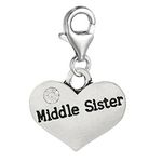 Sexy Sparkles Women's Middle Sister Clip On for Charm Jewelry W/Lobster Clasp